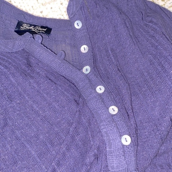 LUCKY Brand linen blend purple knit thermal top size small - Picture 5 of 8